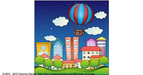 Building coloring pages to download and print for free. Night cityscape - Coloring Games and Coloring Pages