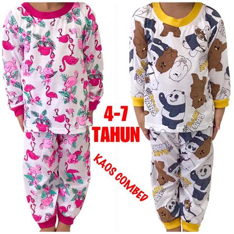 Bahan katun dan adem ini juga. (1 KG MUAT 6 STEL) BAJU TIDUR ANAK KIDS PEREMPUAN/CEWEK SETELAN BAHAN KAOS KATUN 4-7 TAHUN ...