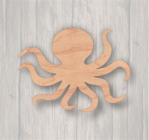 Octopus. Unfinished wood cutout. Wood cutout. Laser Cutout. Wood Sign ...