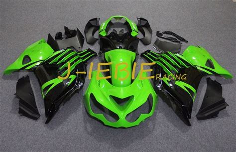 The built quality of bike and smoothness of riding with precision engineering. Green black Injection Fairing Body Work Frame Kit for ...