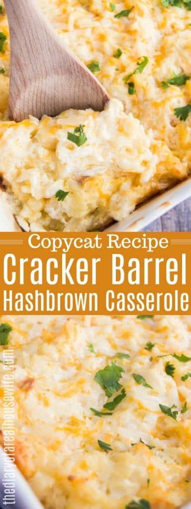 Switch out refried black beans for refried pinto beans and you can easily substitute the chicken, with any cooked meat like ground beef, steak, carnitas or whatever you prefer. Cracker Barrel Hashbrown Casserole | Hashbrown casserole ...