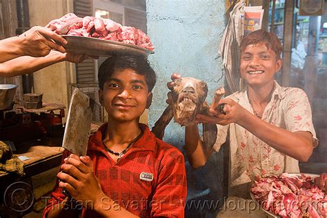 Which is halaal and to satiate your hunger and. meat shop, goat meat, butchers, delhi, india