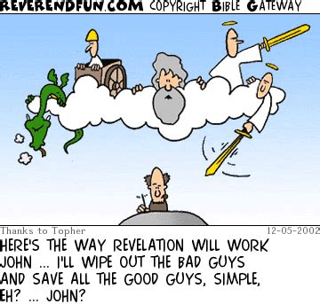 Illustration of quote from talmud or bible about rich man and kingdom of god. ReverendFun.com : Cartoon for Dec 5, 2002: "Full Story"