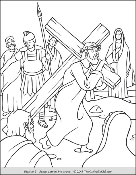 Pages, and they're really beautifully done! Stations of the Cross Coloring Pages 2 - Jesus carries His ...