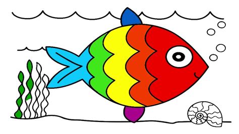 It sort of looks like a triangle now draw a half circle outside (to the right) of the fish's face. How to draw and coloring fish - art for kids - YouTube
