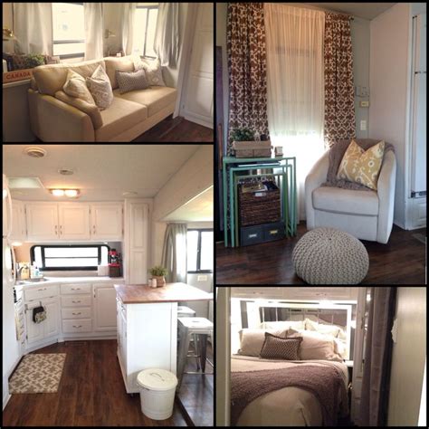 An angled double sink at the kitchen area with a refrigerator and a three burner. 100+ ideas to try about RV Decorating Ideas! | Rv makeover ...
