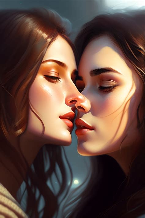 Lexica - Two beautiful girls kissing, concept art, detailed face