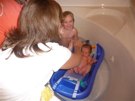 When to give baby their first bath plus, what products to use when bathing a newborn baby yes, before you even begin to bathe baby, get all of your supplies ready and right near the baby. The Neland's Nest: Sisters first bath