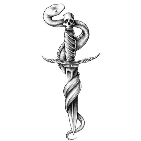 You must also be aware that snakes are often wrapped on sandalwood trees. Snake Wrapped on Dagger Tattoo Design