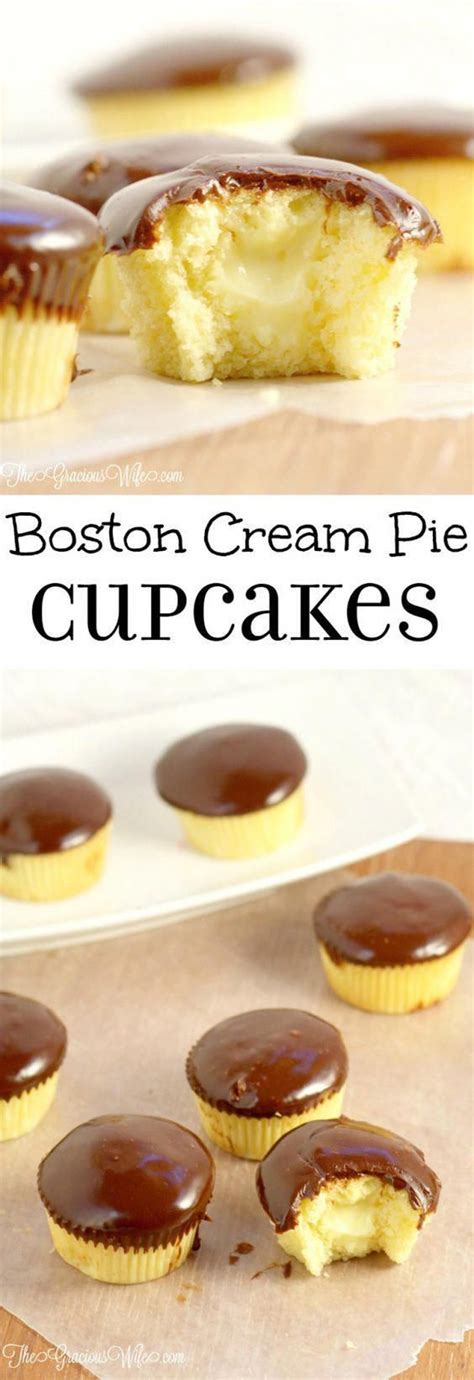 Push tip through bottom of paper liner to fill each cupcake. Boston Cream Pie Cupcakes- cupcake recipe with a pastry ...