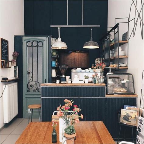 Clean white lacquer, smooth dark walnut, shiny glass. Attractive Small Coffee Shop Design & 50 Best Decor Ideas ...