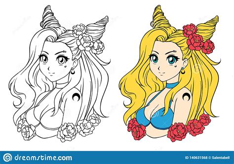 Beautiful slogan with cartoon wavy hair girl illustration premium vector 9 months ago. Pretty Cartoon Girl With Wavy Hair, Wearing Swimsuit And ...