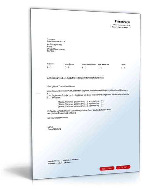 Arbeitszeugnisse erfüllen somit einen nachweis oder. Anmeldung eines Azubi zur Berufsschule | Muster zum Download