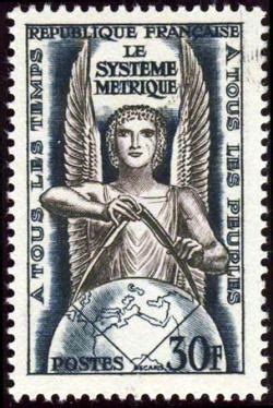 Nombre de timbres selon poids belgique. Le Système métrique - internationale des poids et mesures à Paris, Timbres de France émis en 1954