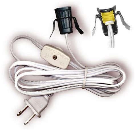 A body, a base where the cord enters, a harp support for the shade, and a socket. National Artcraft Replacement Lamp Cord Has Clip-in Candelabra Socket, Rotary Switch And Molded ...