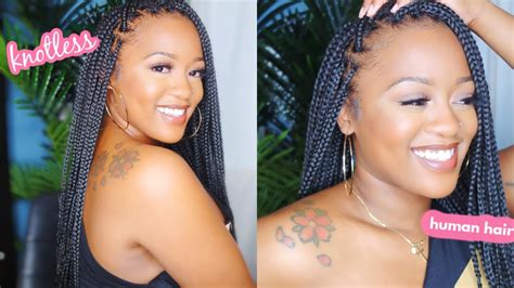 Not only do i get to sleep in later but i also get a daily confidence boost when it comes to embracing the many options of natural hair prettiness. DIY Knotless Goddess Box Braids w/ Human Hair | For ...