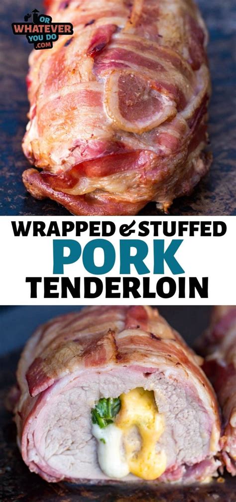 Everything tastes better with bacon right? Traeger Smoked Stuffed Pork Tenderloin | Easy bacon ...