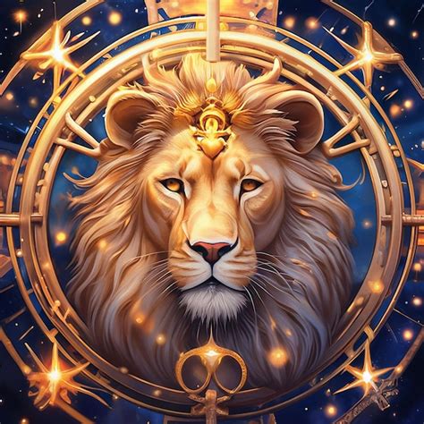 Premium AI Image | Lion in the circle of the astrological horoscope