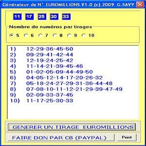 Télécharger Générateur de Numéros euromillions pour Windows | Freeware