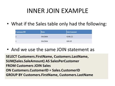 Sql inner join clause is the same as join clause and works the same way if we don't specify the type (inner) while below is an example that makes use of theta join with an inequality operator (<) to. PPT - SQL JOINS PowerPoint Presentation, free download ...