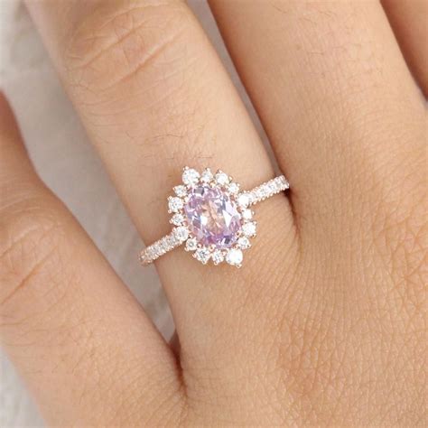 Check out our engagement ring lila selection for the very best in unique or custom, handmade pieces from our shops. Tiara Halo Diamond Purple Sapphire Engagement Ring in 14k Rose Gold Pave Band, Size 6.75 in 2020 ...