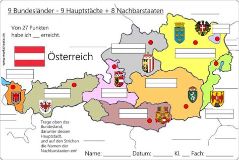 Nach einer karte von rainer lesniewski / shutterstock.com (abgezeichnet). Österreich 9 Bundesländer 9 Hauptstädte Kennst du sie?