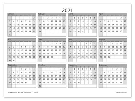 Hier finden sie den kalender 2021 mit nationalen und anderen feiertagen für deutschland. Kalender 2021 Zum Ausdrucken Ss Michel Zbinden De | Calvert Giving