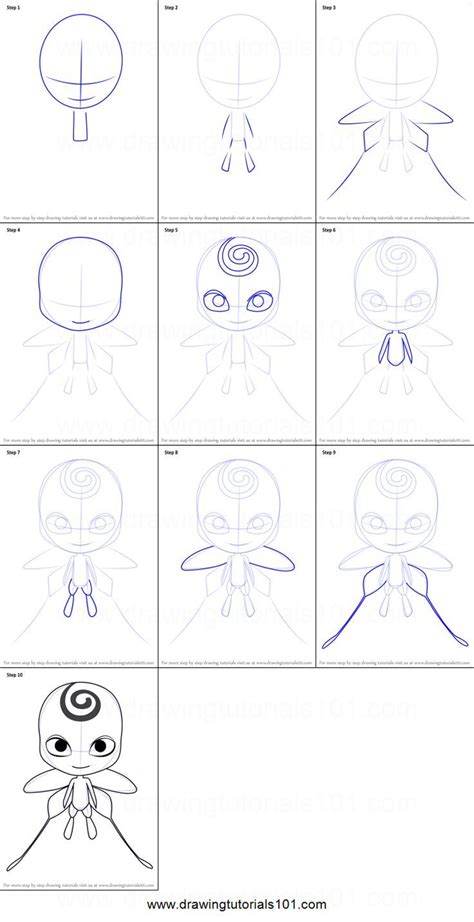 How to draw miraculous ladybug step by step chibi. How to Draw Nooroo Kwami from Miraculous Ladybug printable step by step drawing ... - #draw # ...
