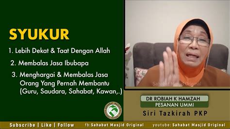 Mengapa doa tidak dikabulkan ustaz badli shah alauddin. Ustazah Dr Robiah K Hamzah - Syukur - YouTube