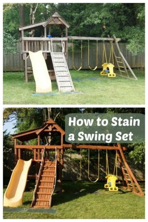 Check spelling or type a new query. Staining a Swingset | Backyard playset, Playset outdoor ...