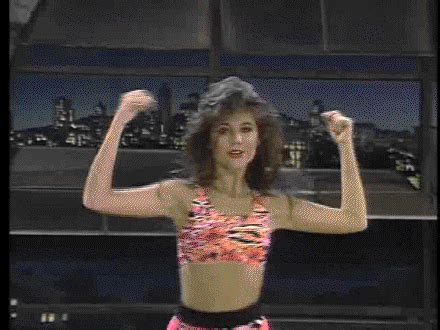 Brunette teen tiffany star lifts her skirt to g. New trending GIF tagged 90s 80s hot workout… | Trending Gifs