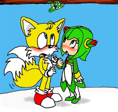 As their kissing went on, tails began to slowly slide his hands under cosmo's green shirt, sliding his furry palms directly against her soft, silky smooth skin, drawing soft moans from her. mistletoe??? by XXxxcosmoxxXX on DeviantArt