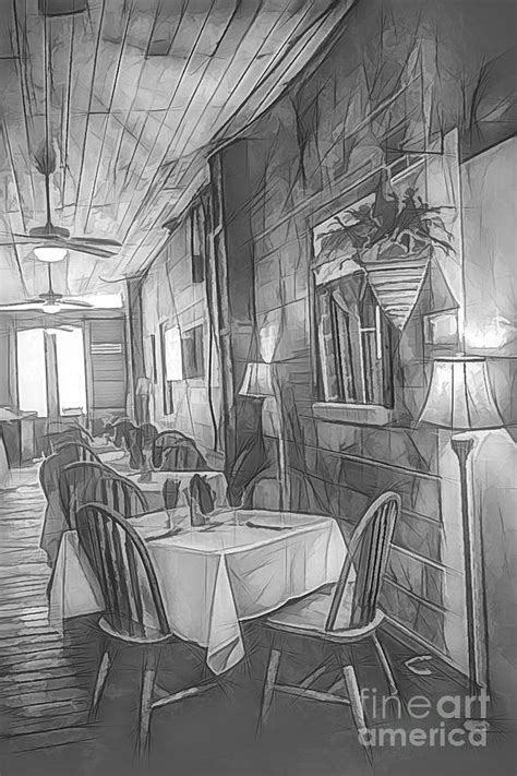 Table chairs on table vase flowers simple dining room line art drawing and coloring sheet. Dining Room Sketch Photograph by Paulette Thomas