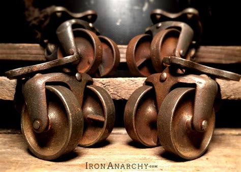 Vintage industrial casters from ironanarchy.com. Antique Industrial Double Wheel Casters from Iron Anarchy