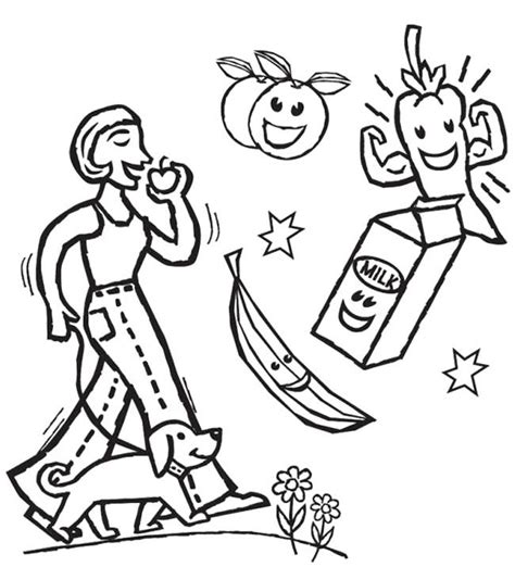 Thousands pictures for downloading and printing. The Girl Eat Healthy Food Coloring Page | Food coloring ...