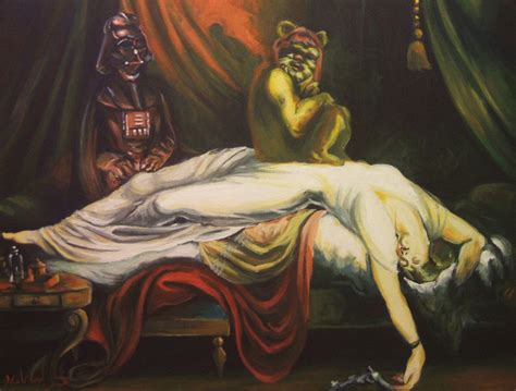 It shows a woman in deep sleep with her arms thrown below her, and with a demonic and apelike incubus crouched on her chest. 7 Classical Masterpieces Surreally Infused With Pop Culture