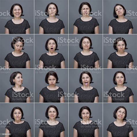 Real Woman Making Facial Expressions Stock Photo - Download Image Now ...