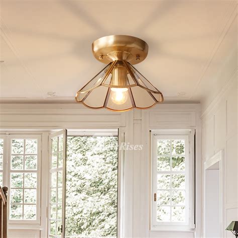 Ceiling light fixtures are relatively new within the scheme of house lighting. Semi Flush Ceiling Lights Glass Brass Fixture Bathroom ...