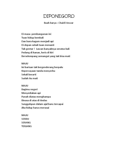 Puisi ibu paling sedih oleh anak madrasah karya mustofa bisri. Unsur Intrinsik Puisi Diponegoro Karya Chairil Anwar - Berbagai Unsur