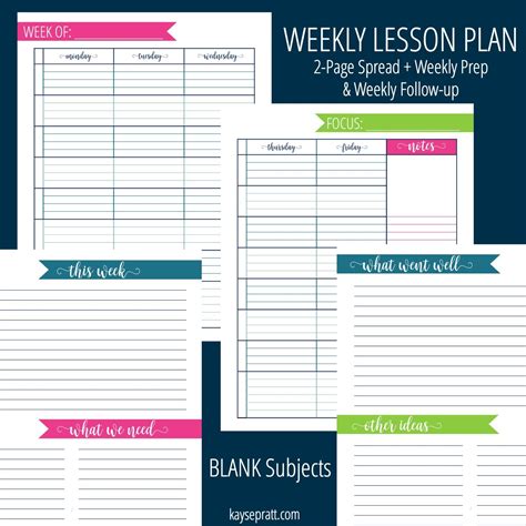 1 Weekly Lesson Plan BLANK | Homeschool lesson planner, Lesson planner, Homeschool lesson