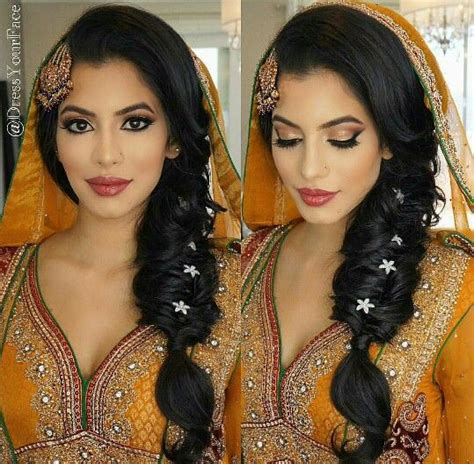 Your wedding makeup has to be prim and proper. Wedding glam | Indian bridal hairstyles, Bridal hair and ...