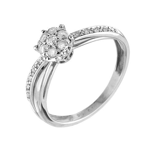 Kup white gold diamond ringna ebay. 9ct White Gold Quarter Carat Diamond Cluster Ring | H.Samuel