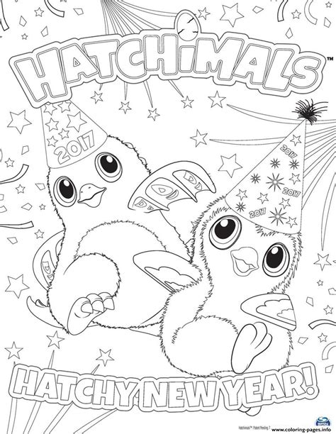 Color your own hatch club patches. Hatchimals Happy Newyear 2017 Hatchy Coloring Pages Printable