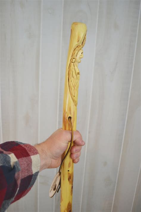 White Cedar Carved Indian Staff Indian Walking Stick  