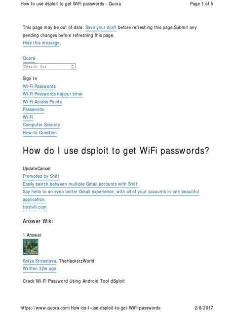 But there is a simple process to find your wifi password using cmd. www.quora.com_How-do-I-use-dsploit-to-get-WiFi-password ...