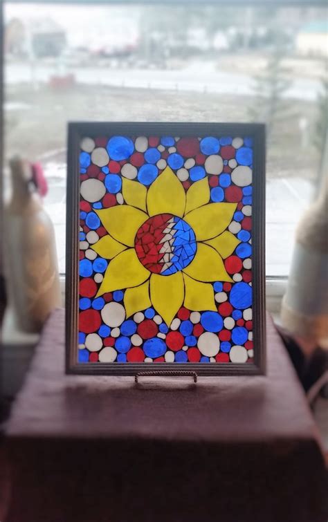 Wood, cloth, paper, stone, metal, glass and precious. Grateful Dead Inspired Sunflower Stained Glass Mosaic ...