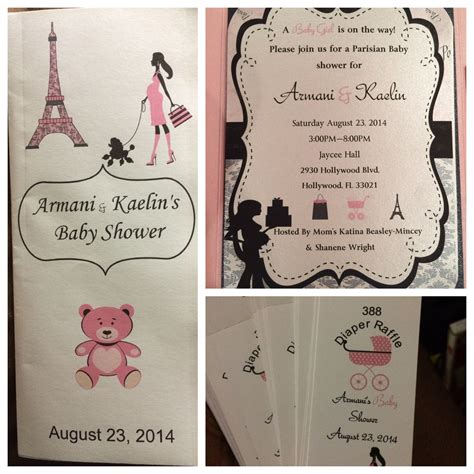 Top 10 baby shower registries. My Daughters Paris Theme Baby Shower Program, Invitation, and Diaper Raffle Tickets. | Paris ...