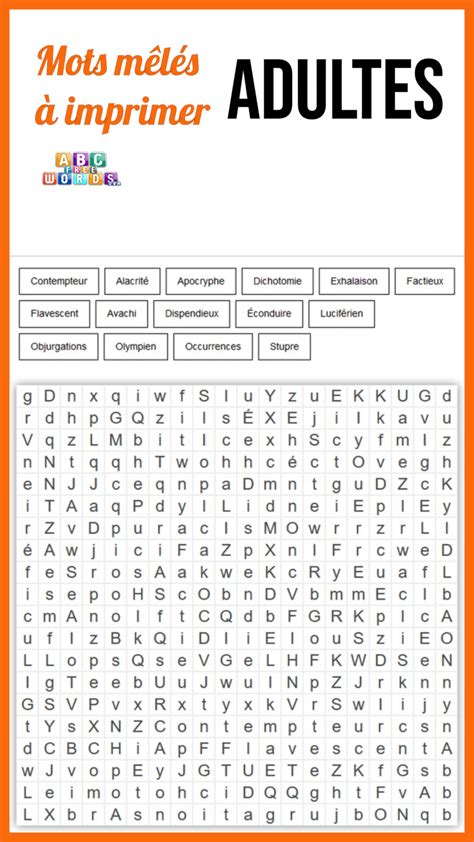 Des mots mélangés à imprimer adultes au format PDF. Retrouvez toutes ...
