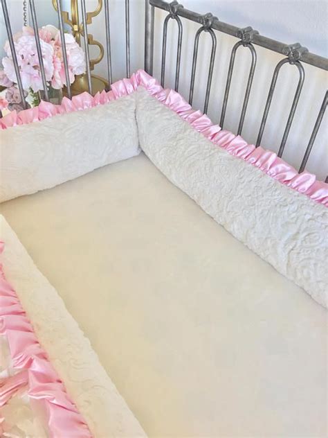 Fitted crib sheet is 100% cotton and fits a standard crib mattress measuring 28 by 52 inches; Ivory Petals Crib Bumper Pad Ivory Paisley Minky Crib ...