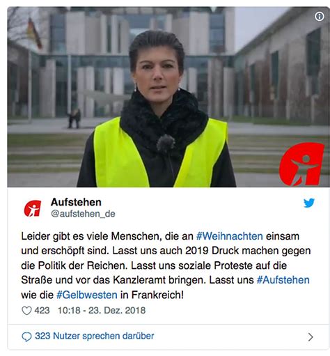 Es ist entweder geerbt oder st. Sahra Wagenknecht fordert in gelber Weste Proteste vorm ...